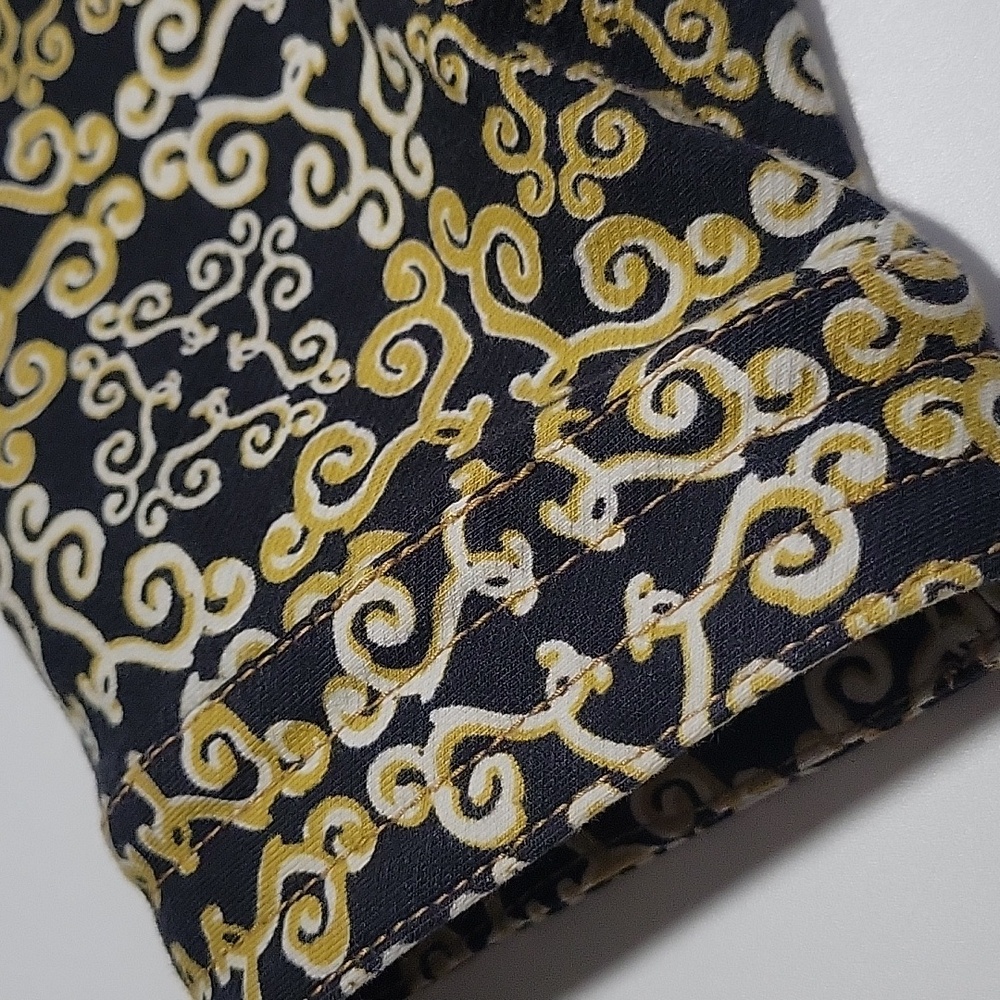 J. McLaughlin Navy and Gold Swirl Midi Catalina Cloth Dress - Picture 12 of 15